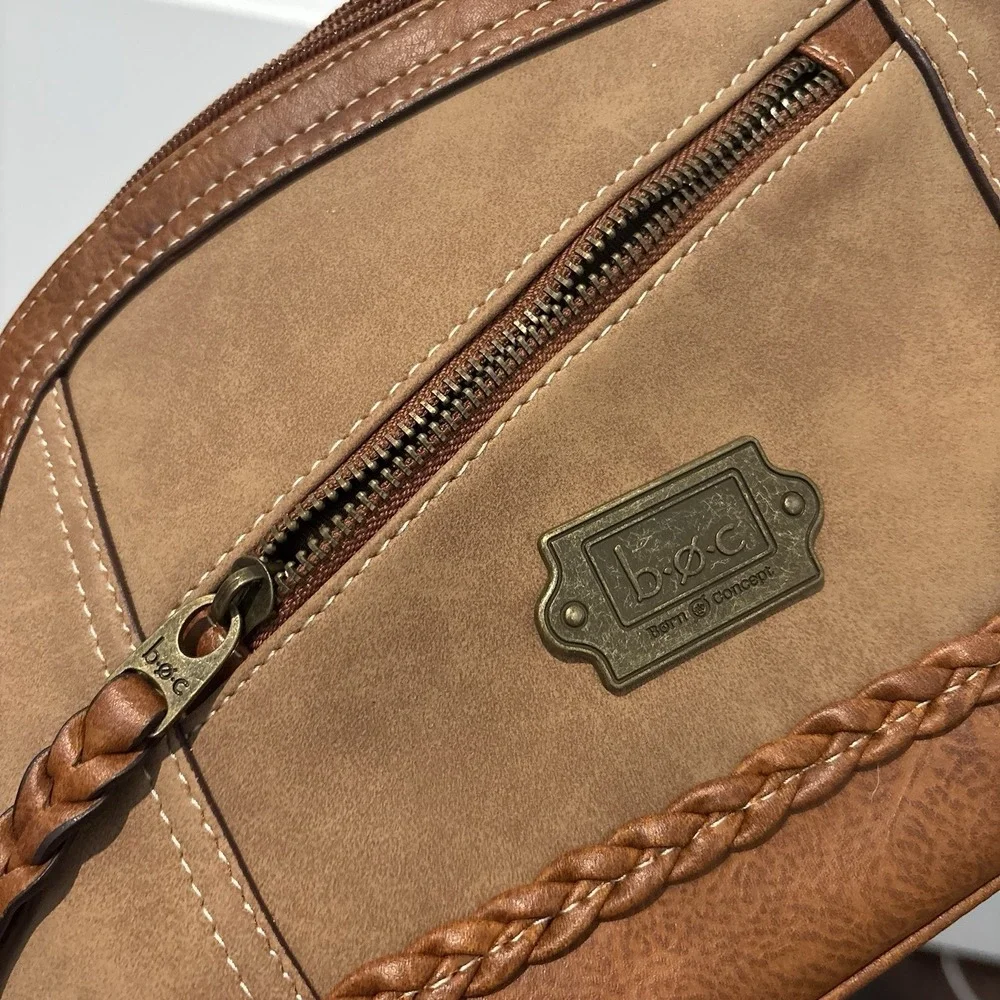 BOC Born Concept‎ Faux Leather Crossbody Bag Purse Tan Brown